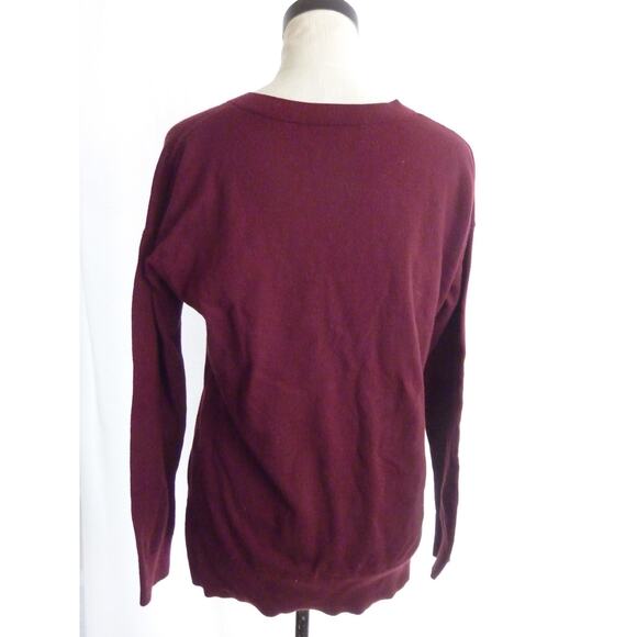 Banana Republic Cashmere Blend Maroon Red V Neck Sweater M - Picture 3 of 6